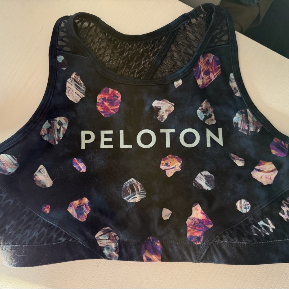 Peloton Sports Bra - Black with Multicolor Gem Pattern